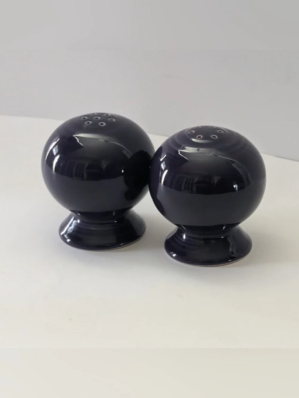 Dark Purple Fiesta Ware Ceramic Salt and Pepper‎ Shaker Set Retired Great